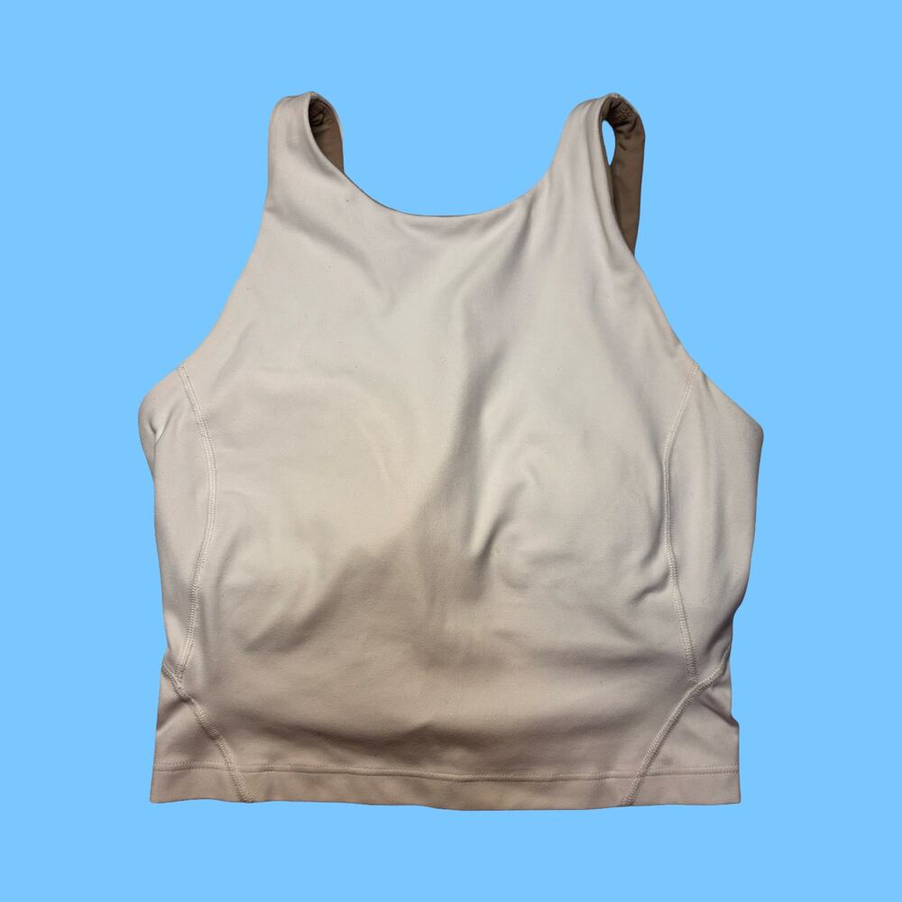 Lululemon Align High Neck Tank Top Built In Bra White Size 2 Yoga Pilates